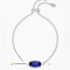 Kendra Scott Elaina Silver Adjustable Chain Bracelet in Cobalt Cats Eye